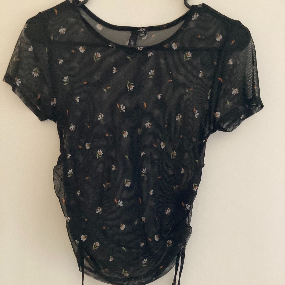 Floral mesh top